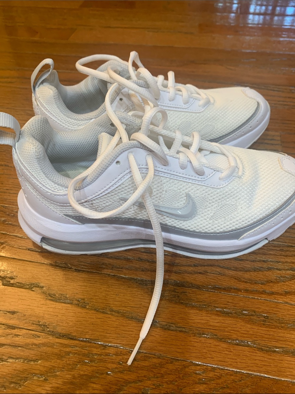 Nike Kids White and Light Gray Mesh Sneakers